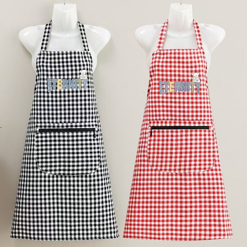 The new checkered neck-hanging apron is made of cotton fabric for work and kitchen, which is stain-proof, dust-proof and wear-resistant for cooking and home use. It is fashionable and breathable, and the waistband is dirt-resistant for work pic 7