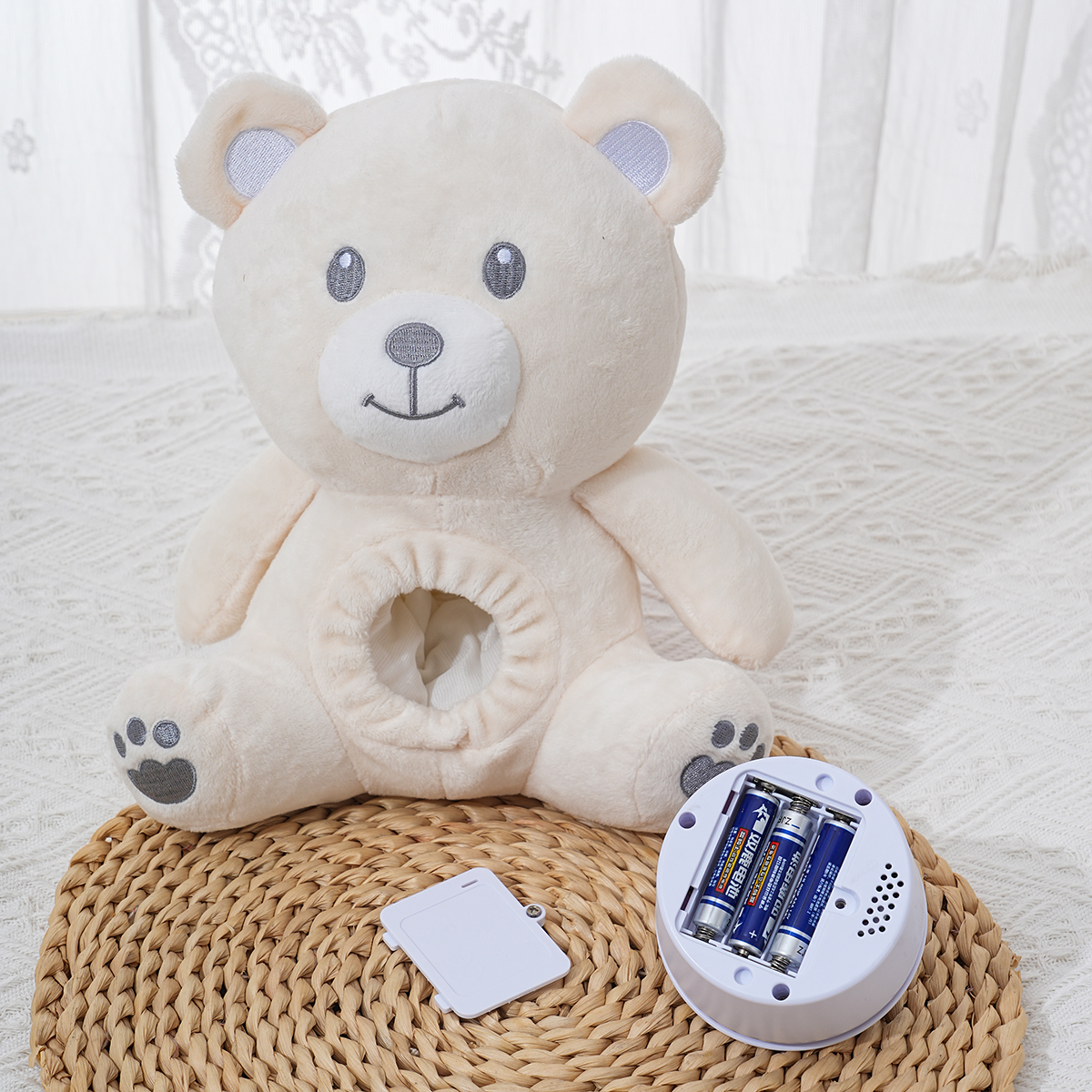 毛绒大象/熊造型婴童安抚毛绒玩具会呼吸/可投影/音乐播放器/白噪音助眠细节图