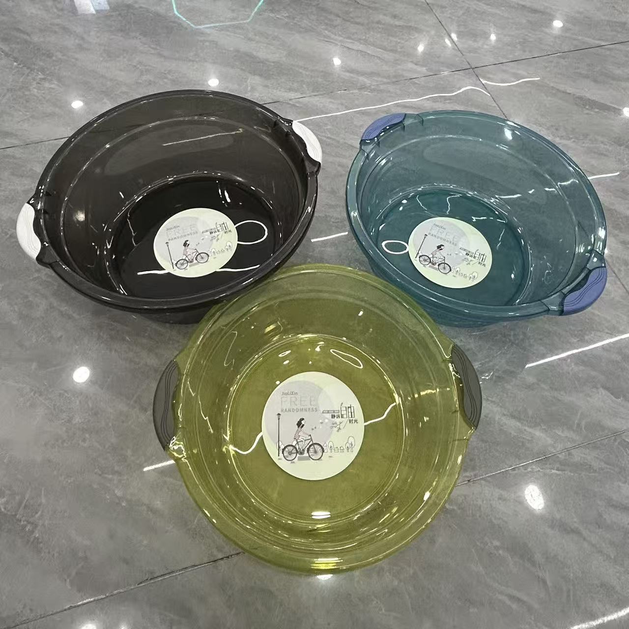 Deepened transparent basins, household washbasins for washing faces and vegetables, large and small sizes, female student dormitory laundry and foot washing basins, plastic basins, washbasins, foot basins, transparent ear-listening basins, sturdy and durable basins, wholesale Item Picture