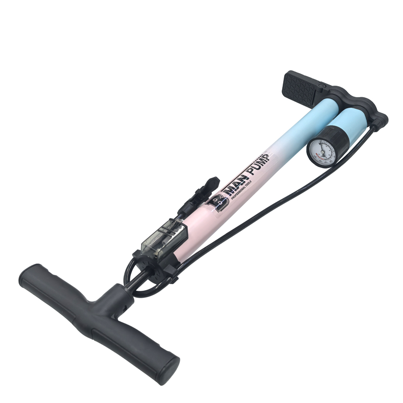 38QB floor-standing air pump with watch, basketball toy air pump, bicycle air pump, car air pump, portable household bicycle air pump details Picture