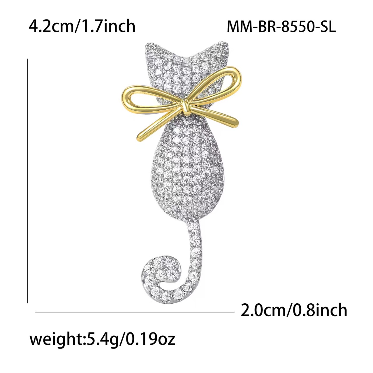 New fashion exquisite alloy rhinestone bow cat brooch, versatile and elegant ladies' clothing, brooch accessory pin details Picture