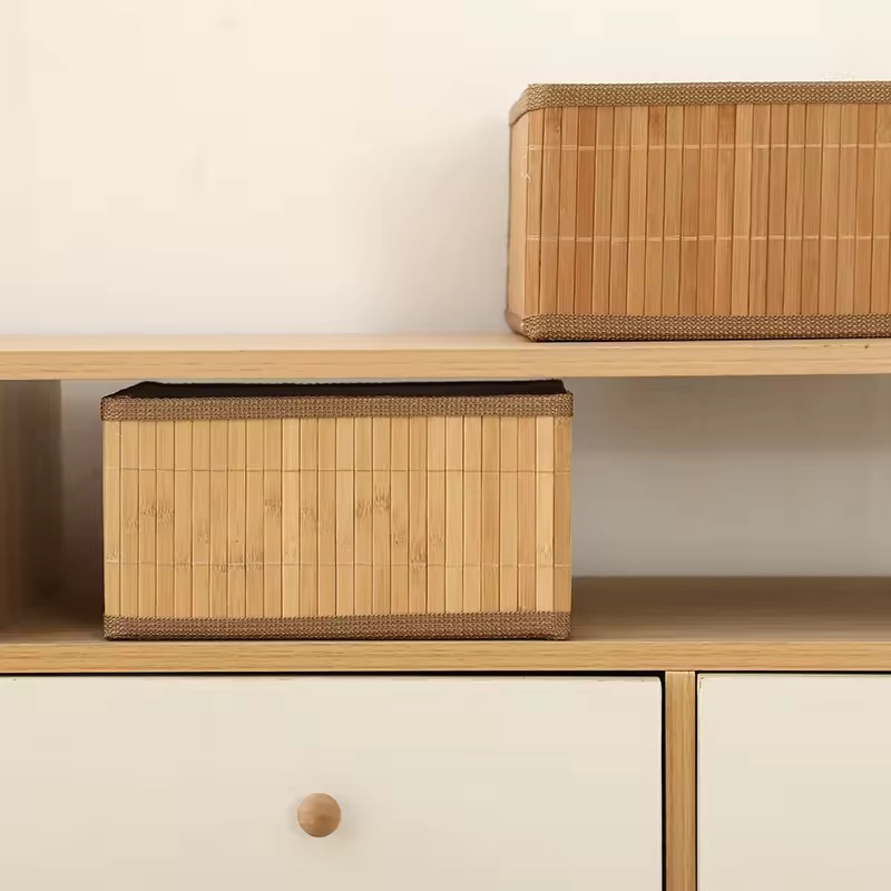 竹编收纳盒三件套收纳筐家用收纳细节图