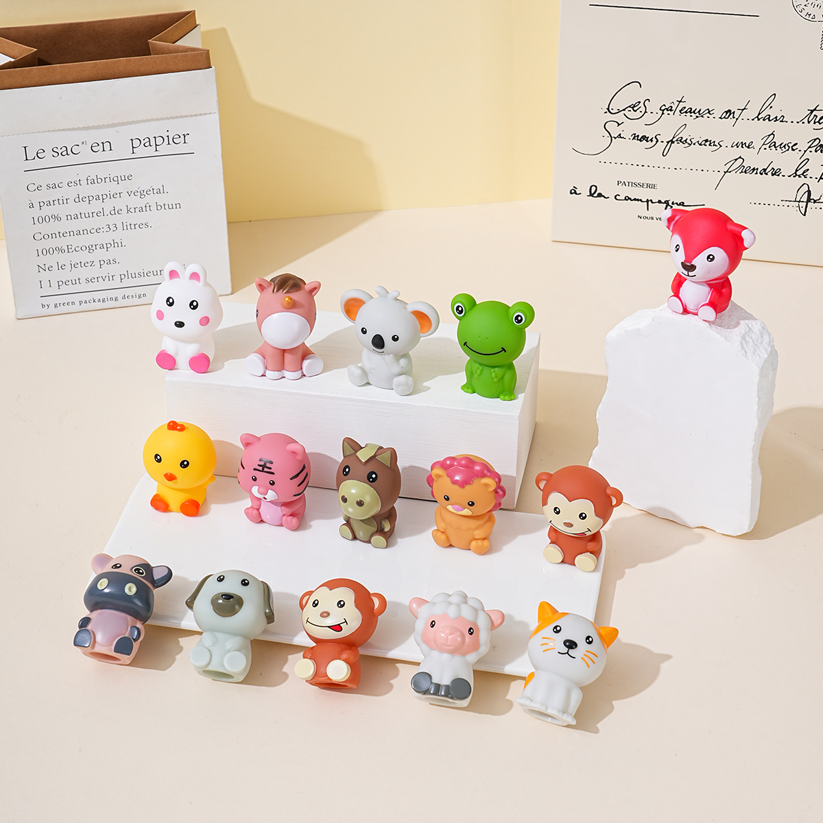 Cute animal-shaped ornaments, small animal dolls, silicone finger dolls, baby comfort toys, toys for children 2025, cute Item Picture