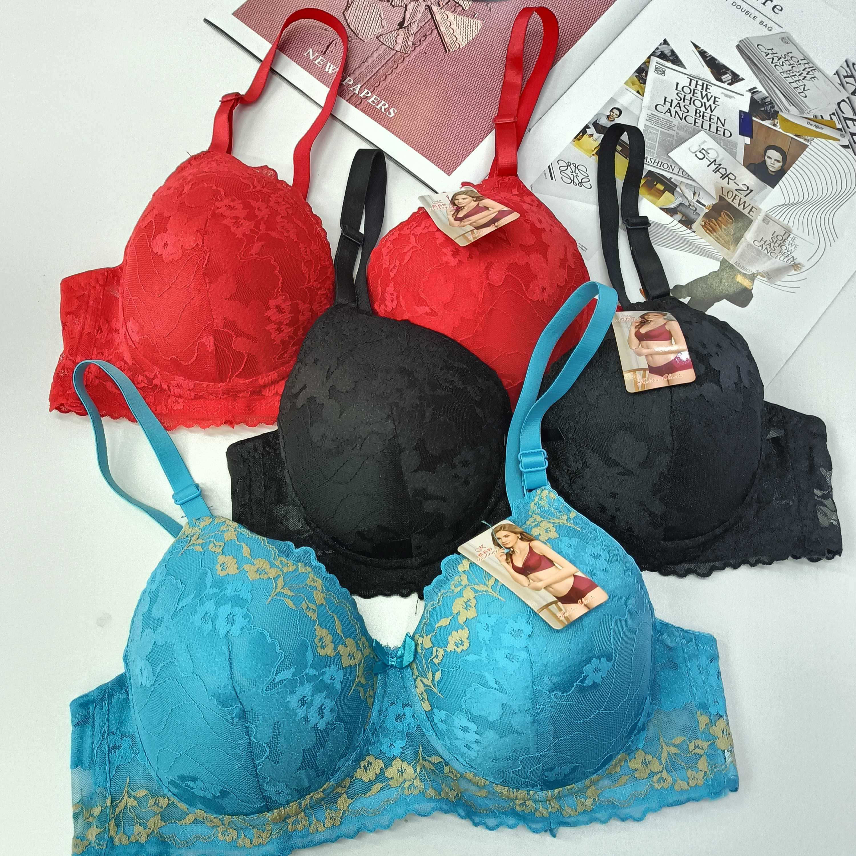 224# Export underwear inventory Clearance: Low price Full lace jacquard women's bra, sexy steel rims gather fashionable and comfortable underwear, adjustable underwear QNI details Picture