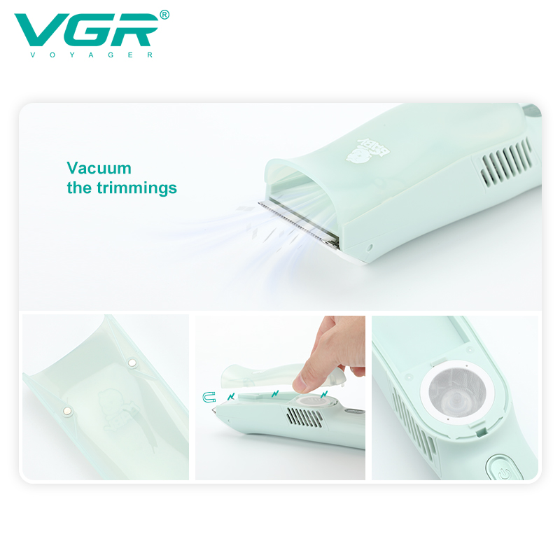 VGR155 New cross-border electric hair clipper, ceramic scissors, automatic hair suction, special hair clipper for babies and infants Application Scenario