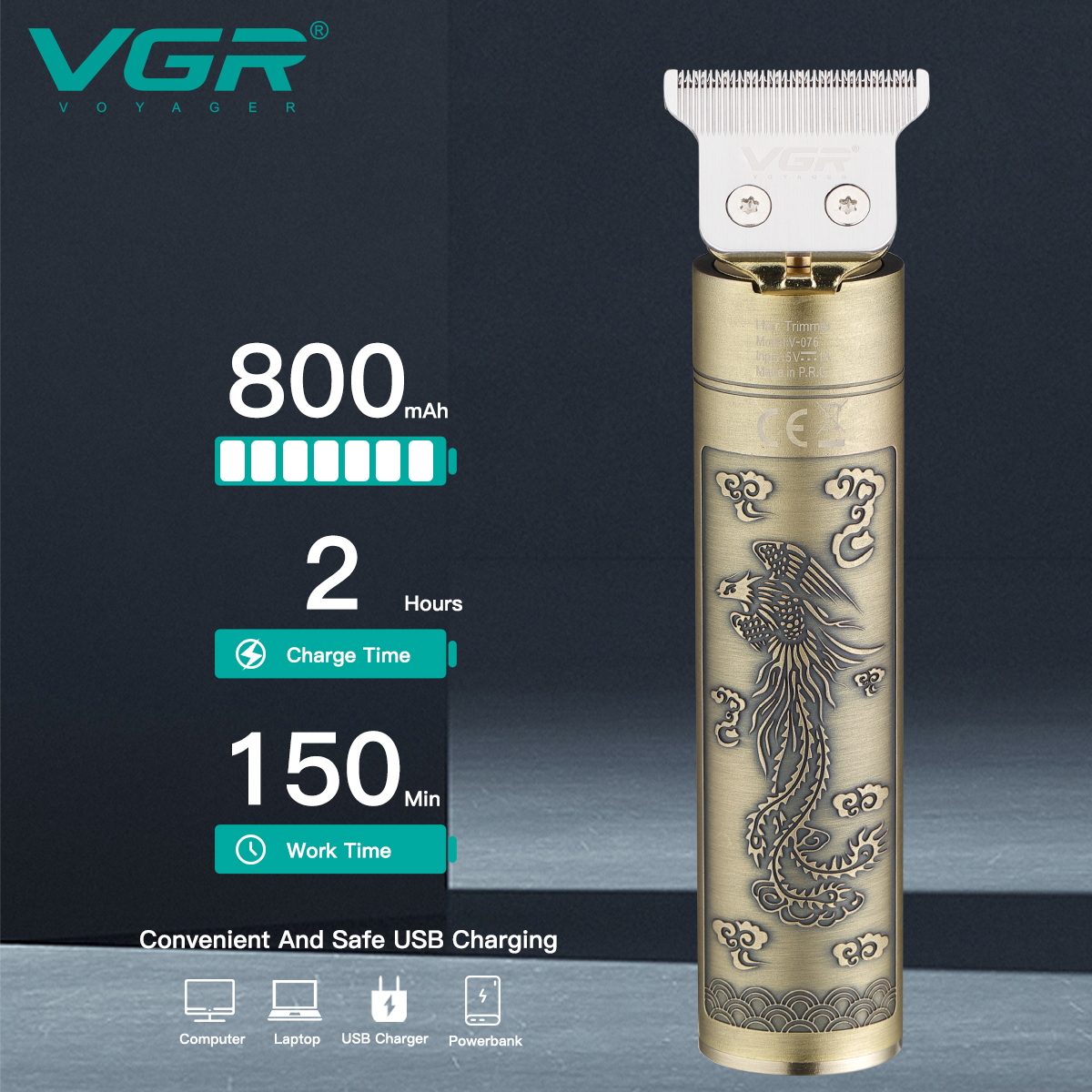 VGR076 Retro oil-head electric clipper, charging digital display hair clipper, Chinese-style dragon and phoenix metal engraved electric clipper Application Scenario