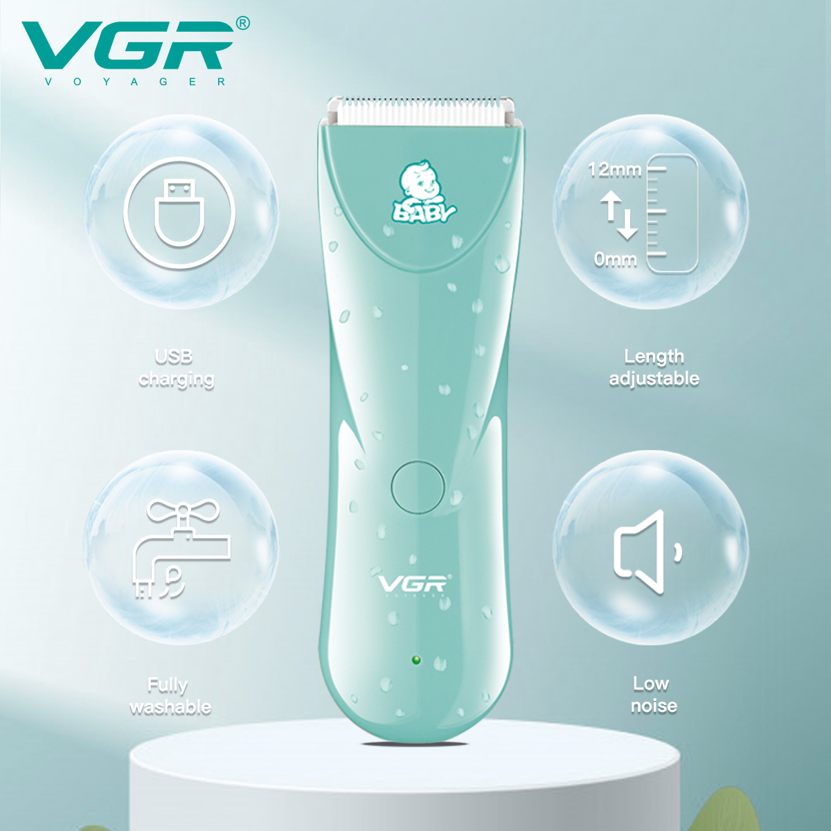VGR150 Cross-border baby electric clipper, a compact hair clipper, is a must-have for children's hair shaving Specification image