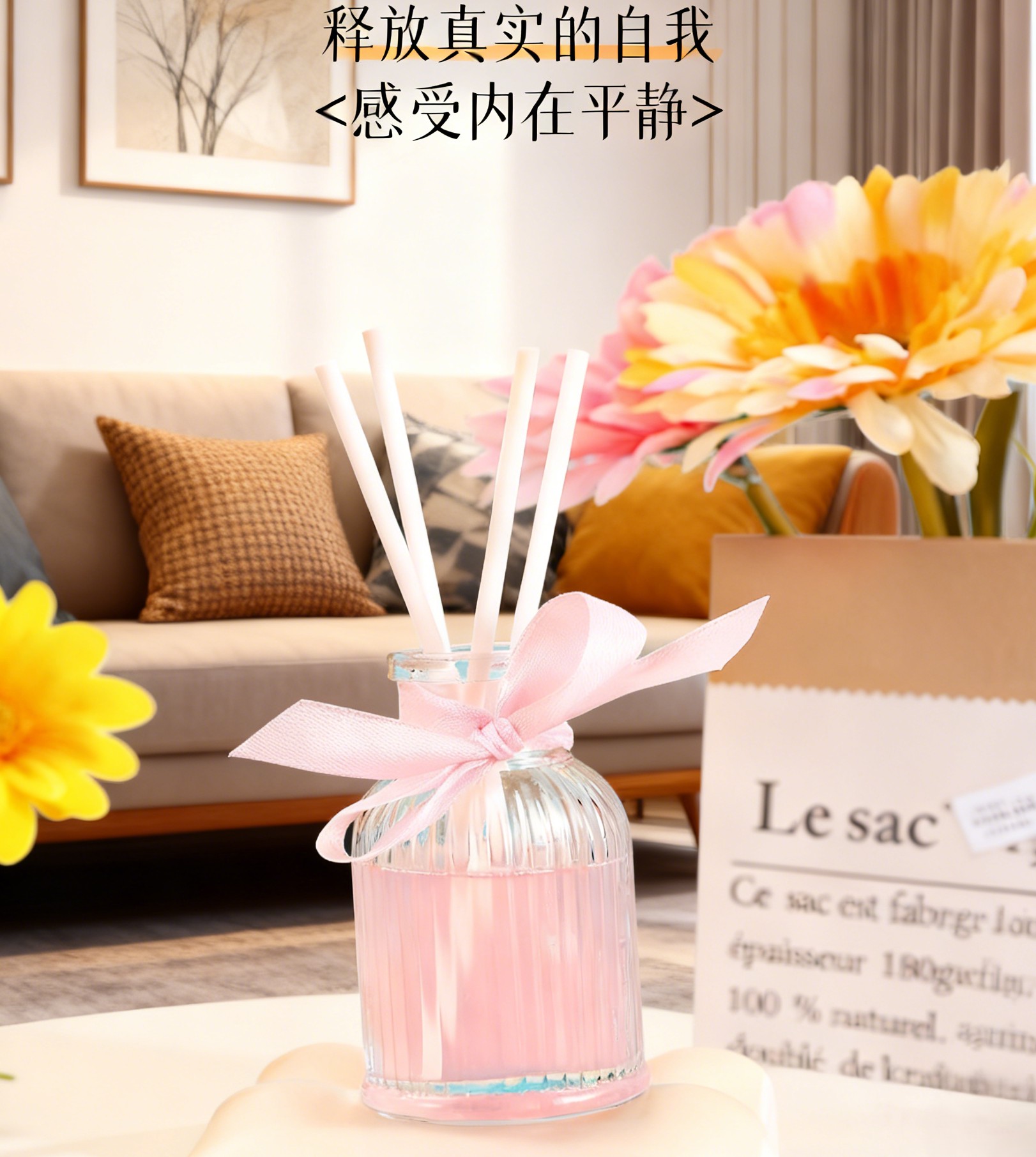 Wholesale of flameless scented candles, Roman column-shaped bottles, home bedroom scented ornaments, toilet deodorizing and odor-removing scented candles, household appliances Item Picture