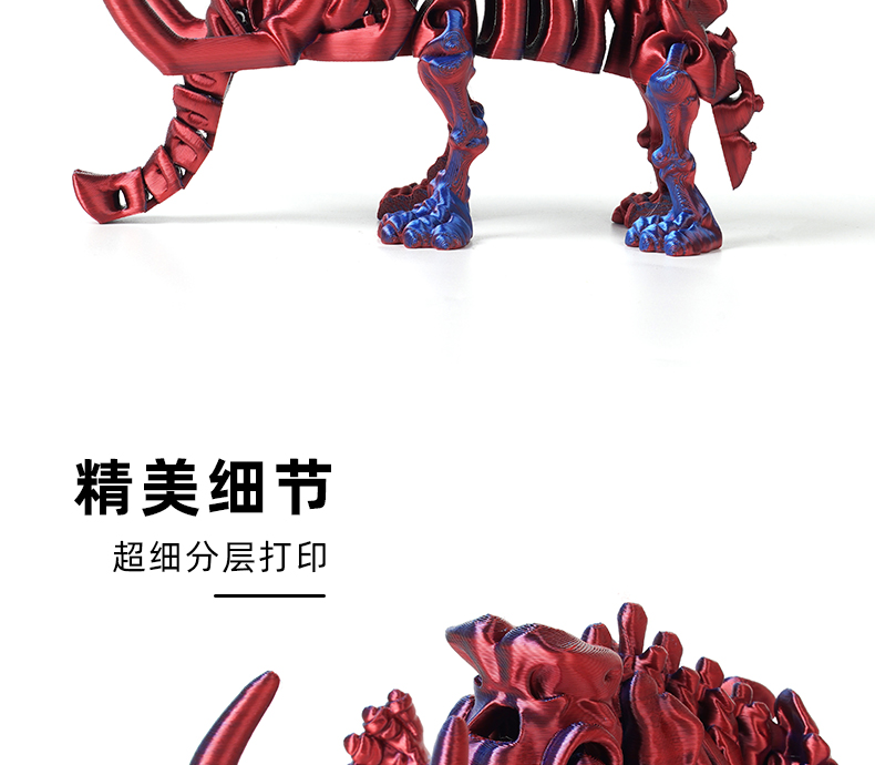 3d打印手办亚马逊可动弹力猛犸象仿真玩具收缩关节可活动一体模型11.5cm详情5