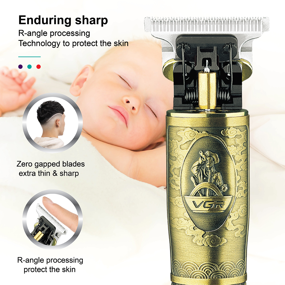VGR New oil-cut hair clipper, men's razor, salon engraving and creasing electric clipper, retro electric clipper 081 details Picture