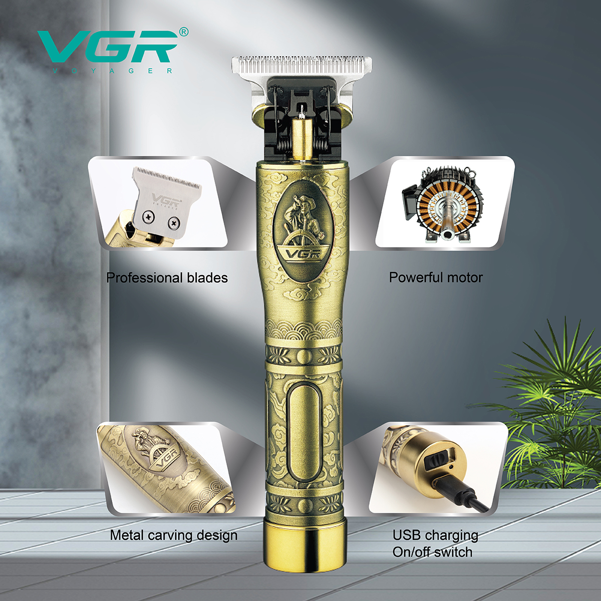 VGR New oil-cut hair clipper, men's razor, salon engraving and creasing electric clipper, retro electric clipper 081 Application Scenario