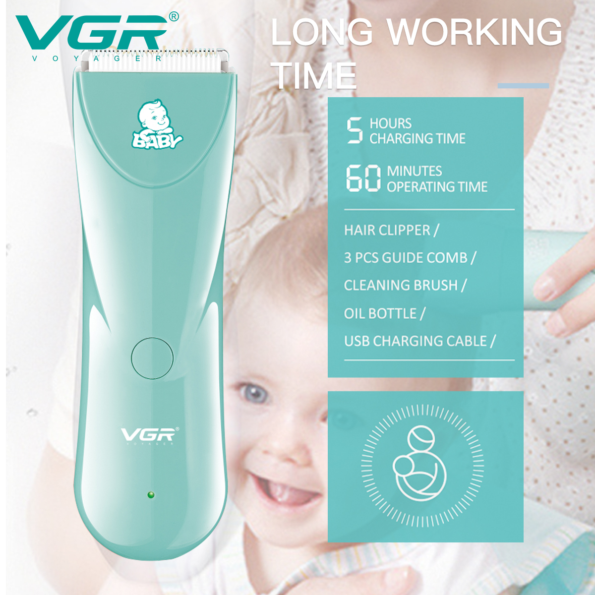 VGR150 Cross-border baby electric clipper, a compact hair clipper, is a must-have for children's hair shaving Application Scenario