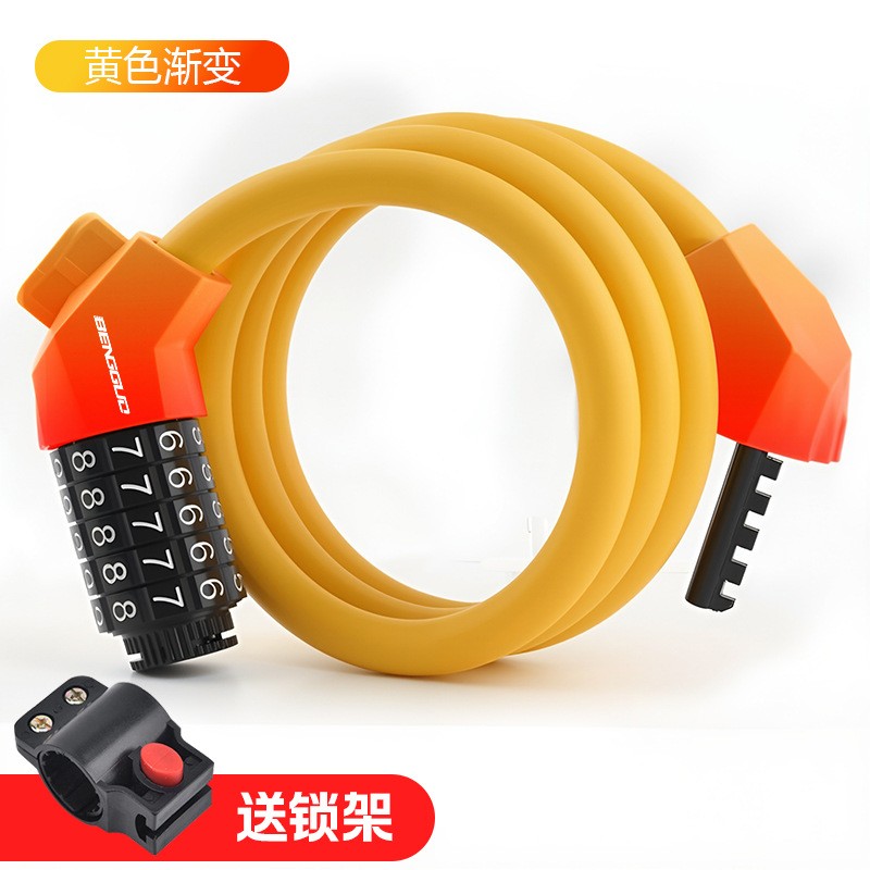 BG-6222 matte gradient color bicycle five-digit combination lock Steel cable lock Portable bicycle ring lock Electric Bicycle anti-theft lock Item Picture