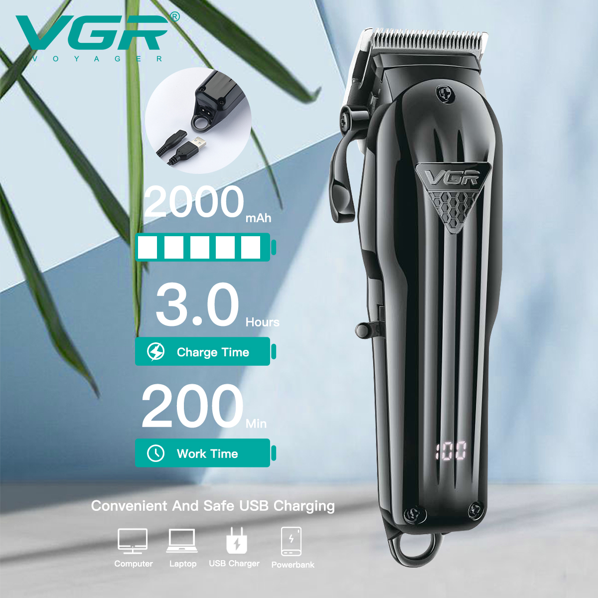 VGR282 new electric hair clipper, fine-tuning gradient electric clipper, USB rechargeable home electric clipper for hair salon Application Scenario