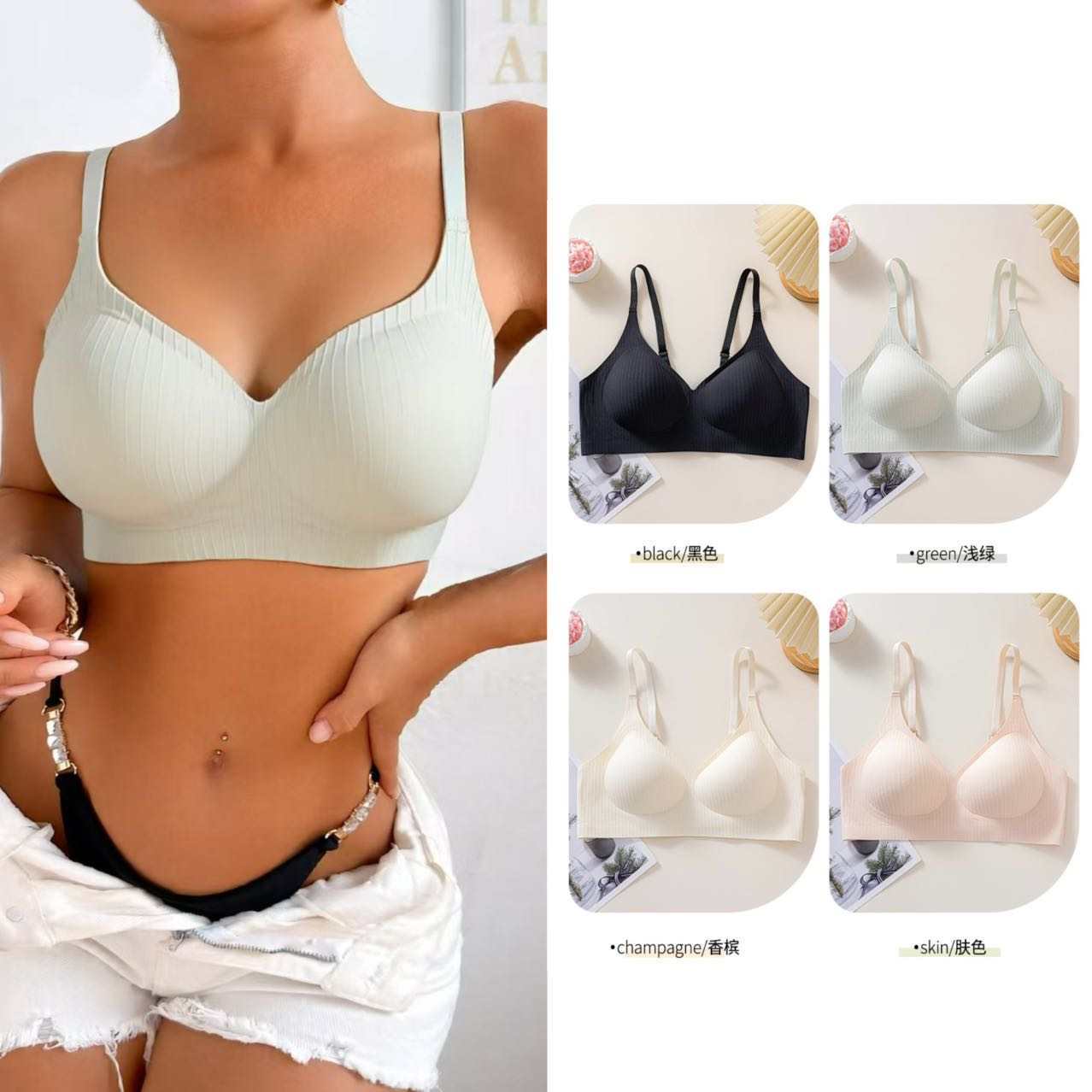 8805# Export lingerie: Slim Waist Sexy Seamless Lingerie, small chest Lift, Gathering, Anti-sagging, women's breast Bra, Soft Support Bra, QNI Application Scenario