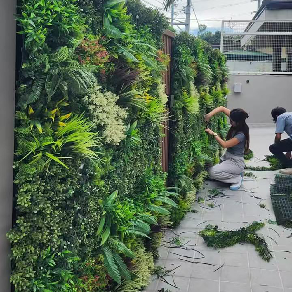 Foreign trade export artificial plant wall grass, indoor and outdoor green plants, landscape walls, shopping mall walls, artificial green plant decoration, artificial flower ornaments, artificial green plants, lotus, artificial flowers, wall-hung artificial green plants, green plant decoration Specification drawing