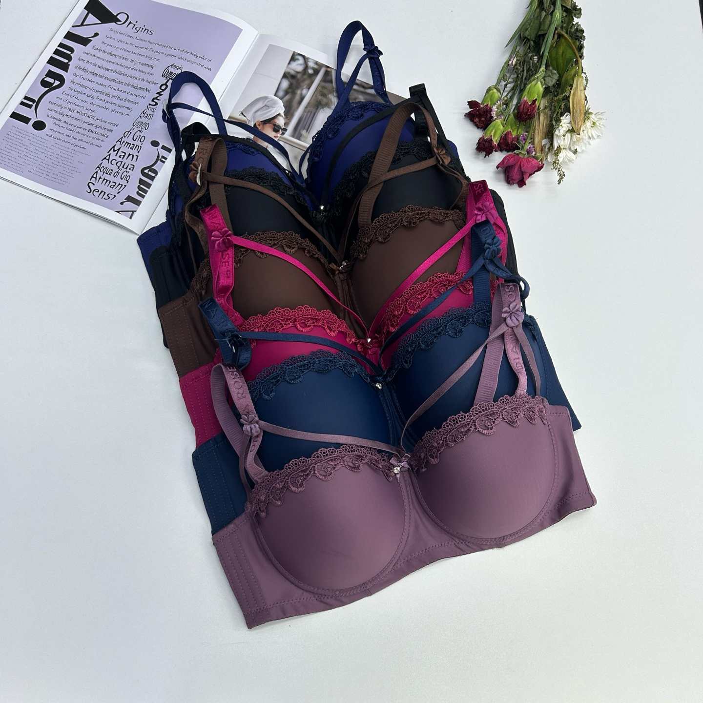 546# Export underwear inventory Clearance: Low-price lace jacquard women's bras, sexy steel rims gather fashionable and comfortable underwear, adjustable underwear QNI Item Picture