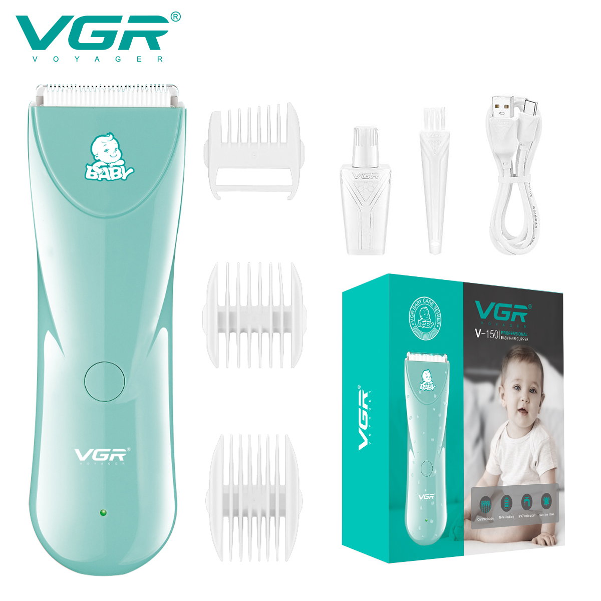 VGR150 Cross-border baby electric clipper, a compact hair clipper, is a must-have for children's hair shaving
