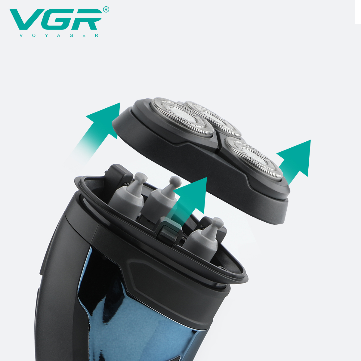 شفرة حلاقة كهربائية من طراز VGR322 مزود بثلاثة حلاقة ذات ثلاثة رؤوس للرجال Specification image