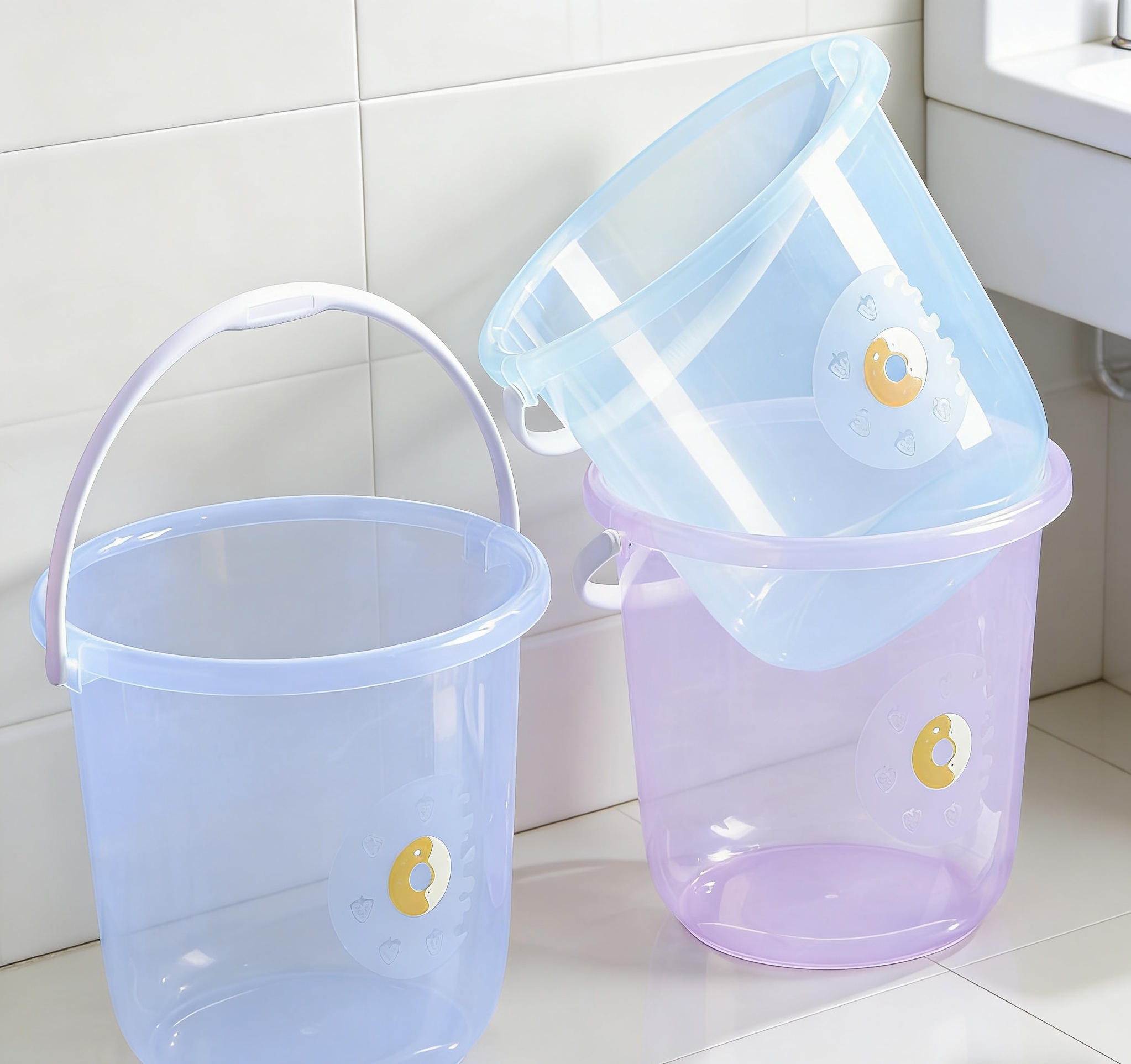 Recommended best-selling transparent water buckets: A multi-functional home cleaning and storage tool that combines good looks and practicality. Wholesale new transparent water buckets are selling well, suitable for kitchens, bathrooms, and balconies. Portable items available in multiple colors at an extremely cost-effective price Specification image