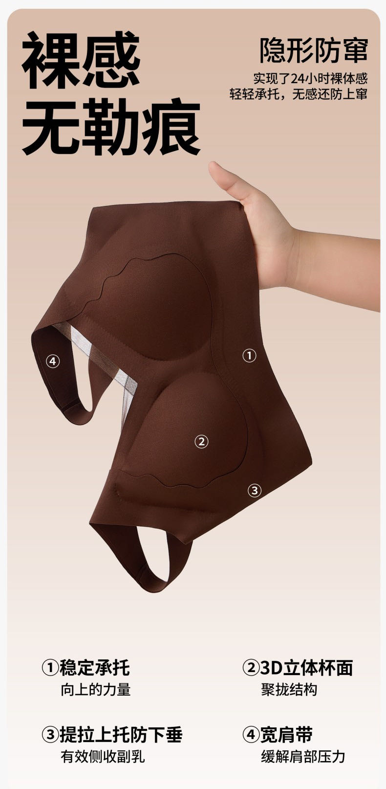 7A Antibacterial, contactless, soft-supported bra, pure lingerie bra detail image 3