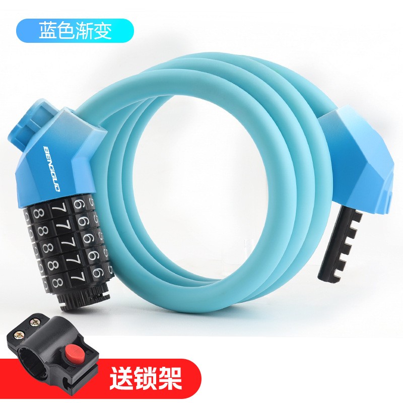 BG-6222 matte gradient color bicycle five-digit combination lock Steel cable lock Portable bicycle ring lock Electric Bicycle anti-theft lock pic 14