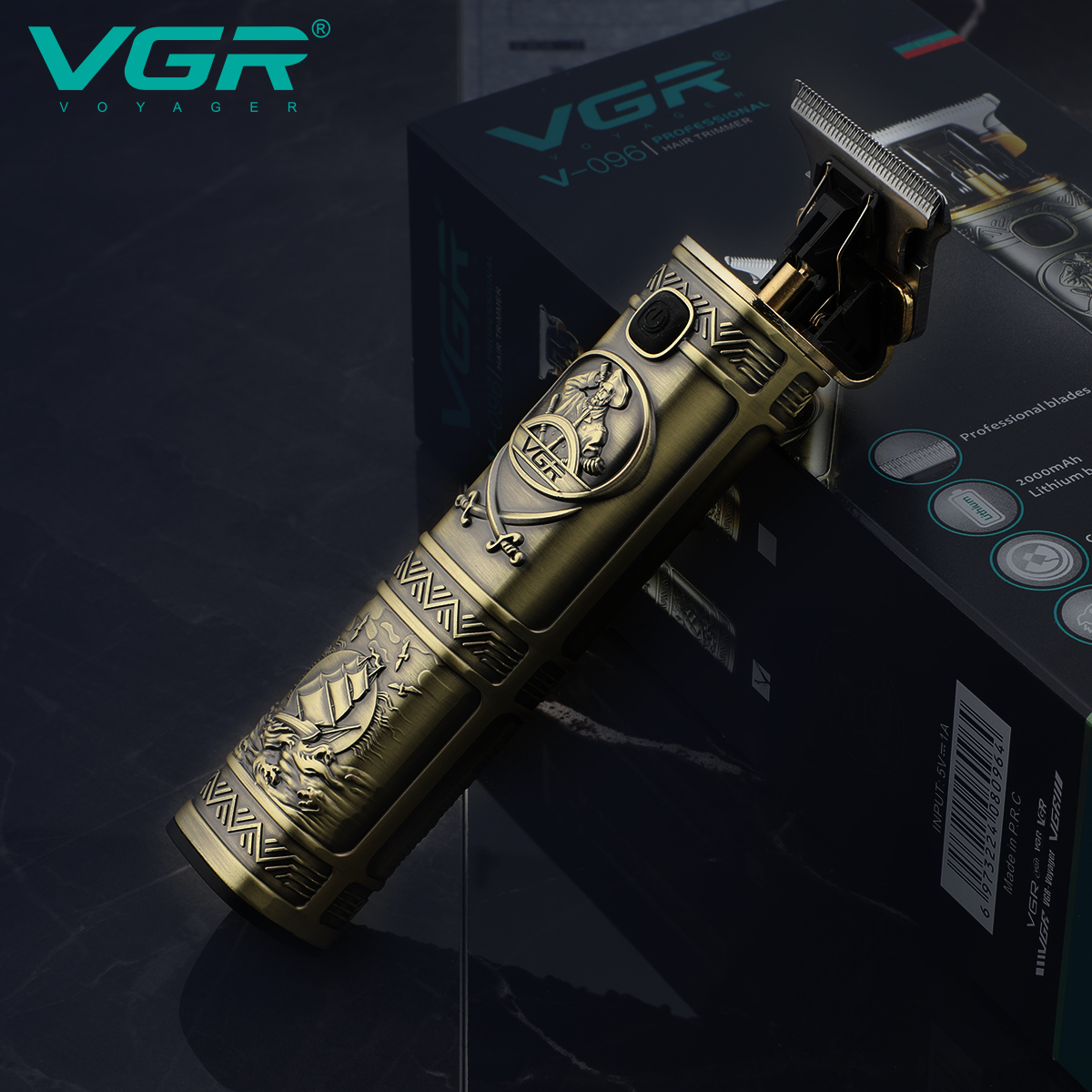 VGR096 Cross-border wholesale oil-head electric clipper Hair clipper Power generation hair salon metal electric engraving T9 hair clipper Item Picture