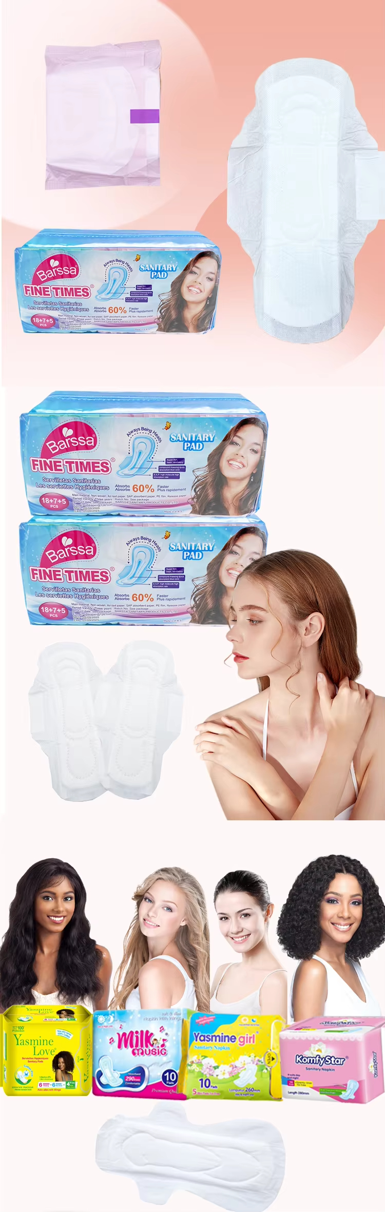 Barssa Fine Times卫生巾护垫姨妈巾舒适透气卫生巾套装详情5