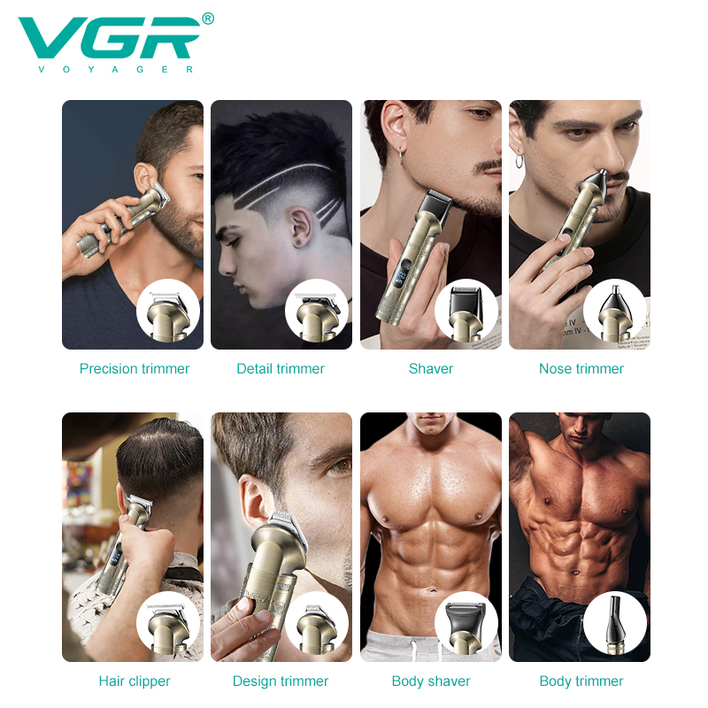 VGR110 Cross-border 8-in-1 Electric Hair Clipper, dedicated for hair salons, oil hair shaving, engraving hair clipper, electric hair clipper set Application Scenario