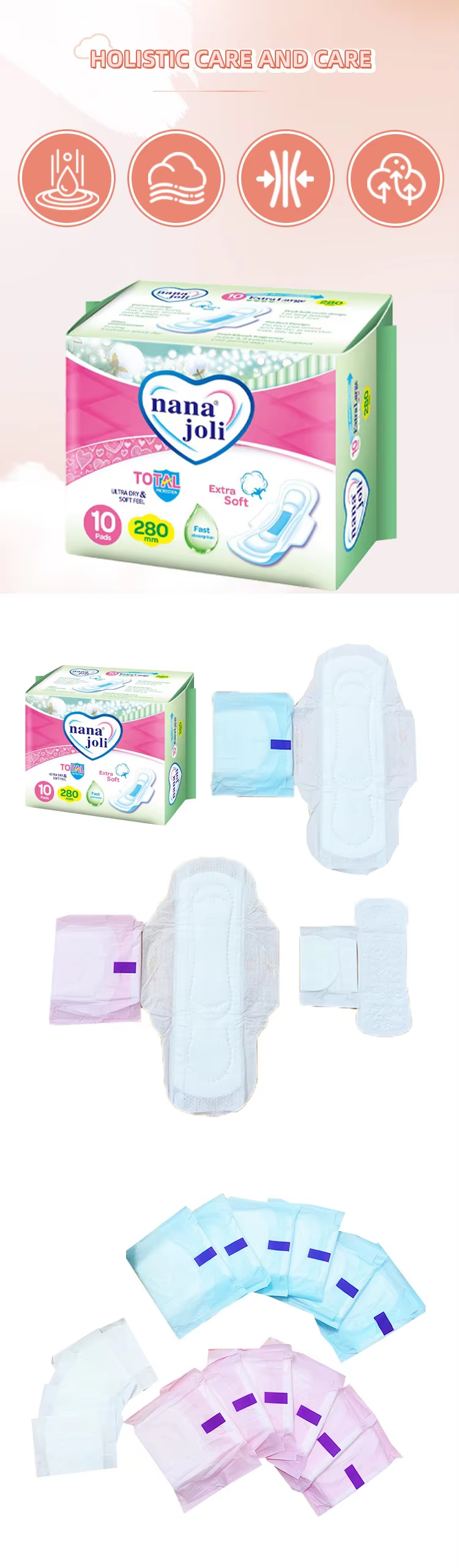 nana joli超薄一次性 280 毫米女性成人超强吸收负离子有机卫生巾 女性经期专用详情4