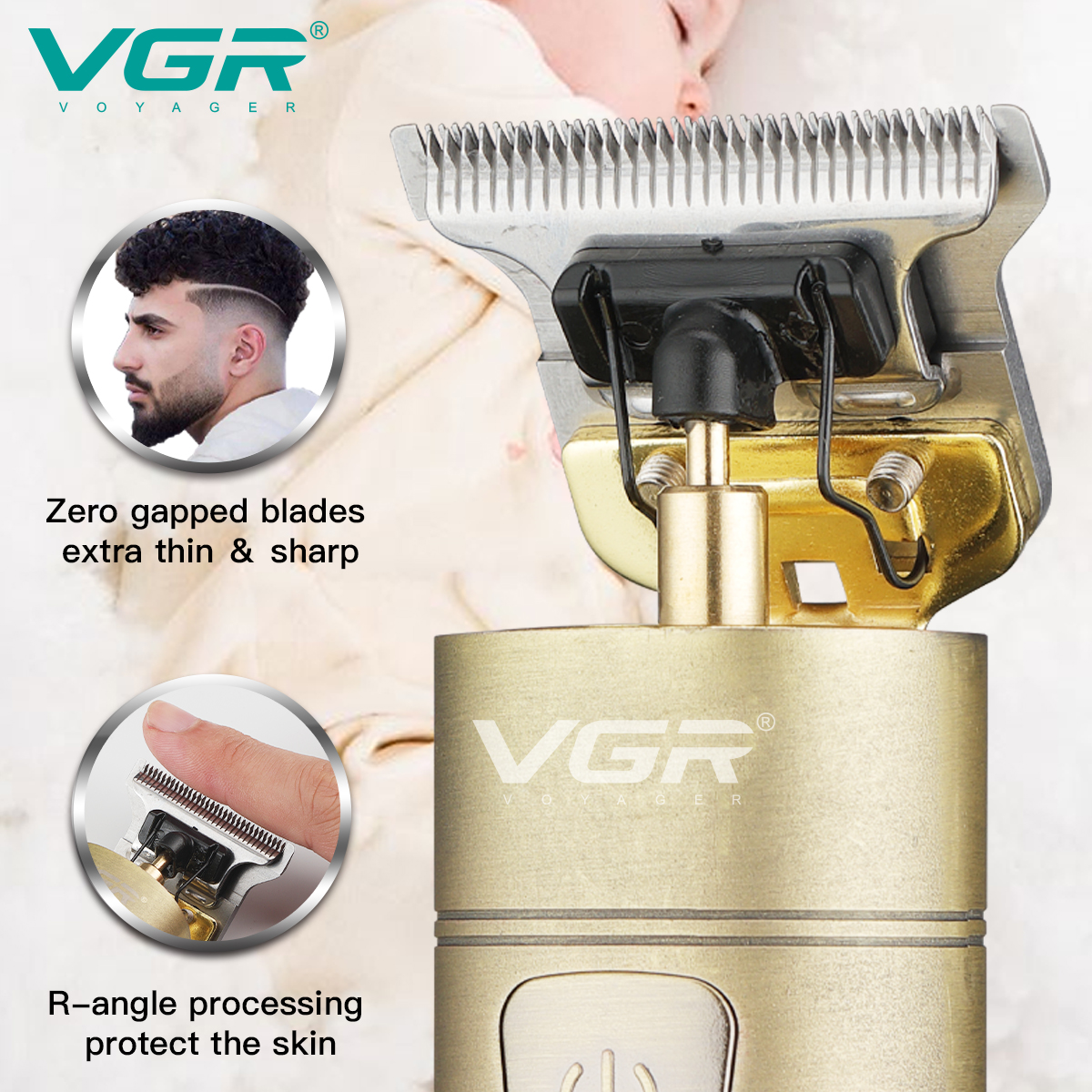 VGR076 Retro oil-head electric clipper, charging digital display hair clipper, Chinese-style dragon and phoenix metal engraved electric clipper Specification image