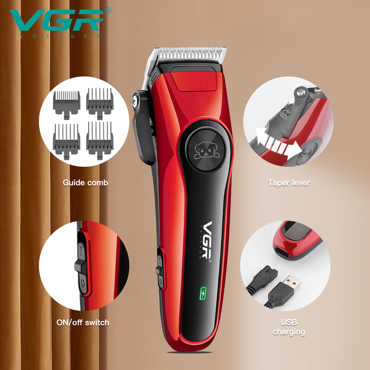 VGR202 Pet Hair Clipper, electric hair remover, pet care and grooming, cross-border hair removal, dog electric clipper Specification image