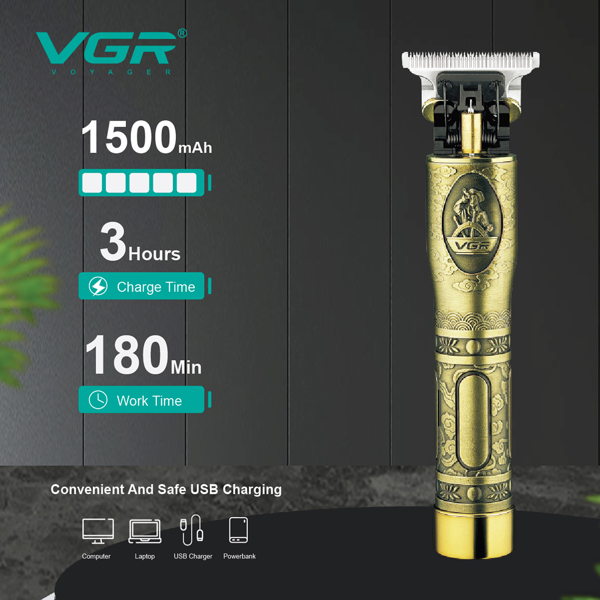 VGR New oil-cut hair clipper, men's razor, salon engraving and creasing electric clipper, retro electric clipper 081 Item Picture