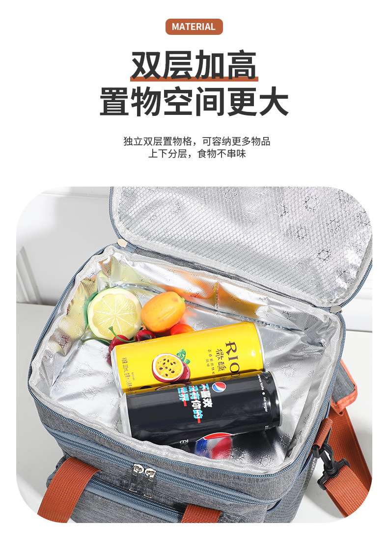 Double-layer thickened ice packs, hand-held lunch packs, bento insulated bags wholesale, outdoor picnic packs, lunch box bag manufacturers detail image 4