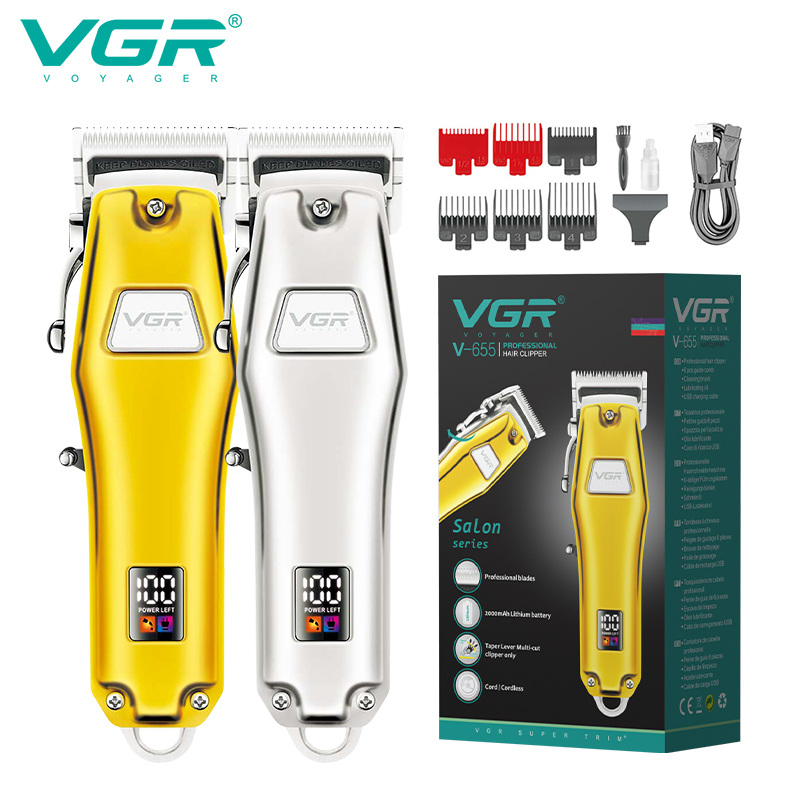 VGR655 Hair clipper, digital display, high-power electric hair clipper, suitable for household use in hair salons, retro metal electric clipper