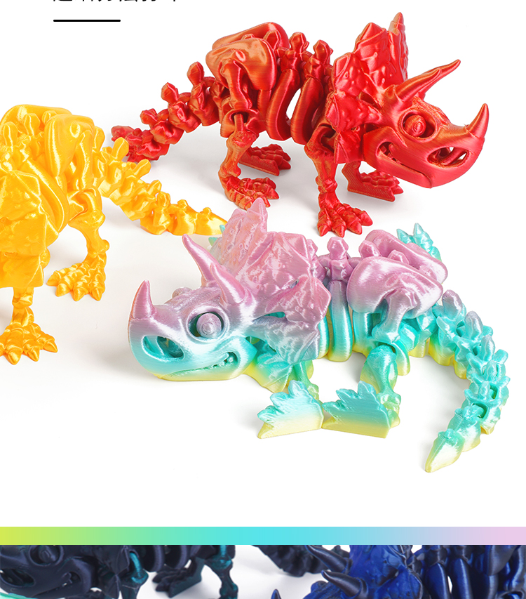 3D打印跨境热销三角龙恐龙骨架变形摆件玩具手办礼物工艺品潮玩详情5