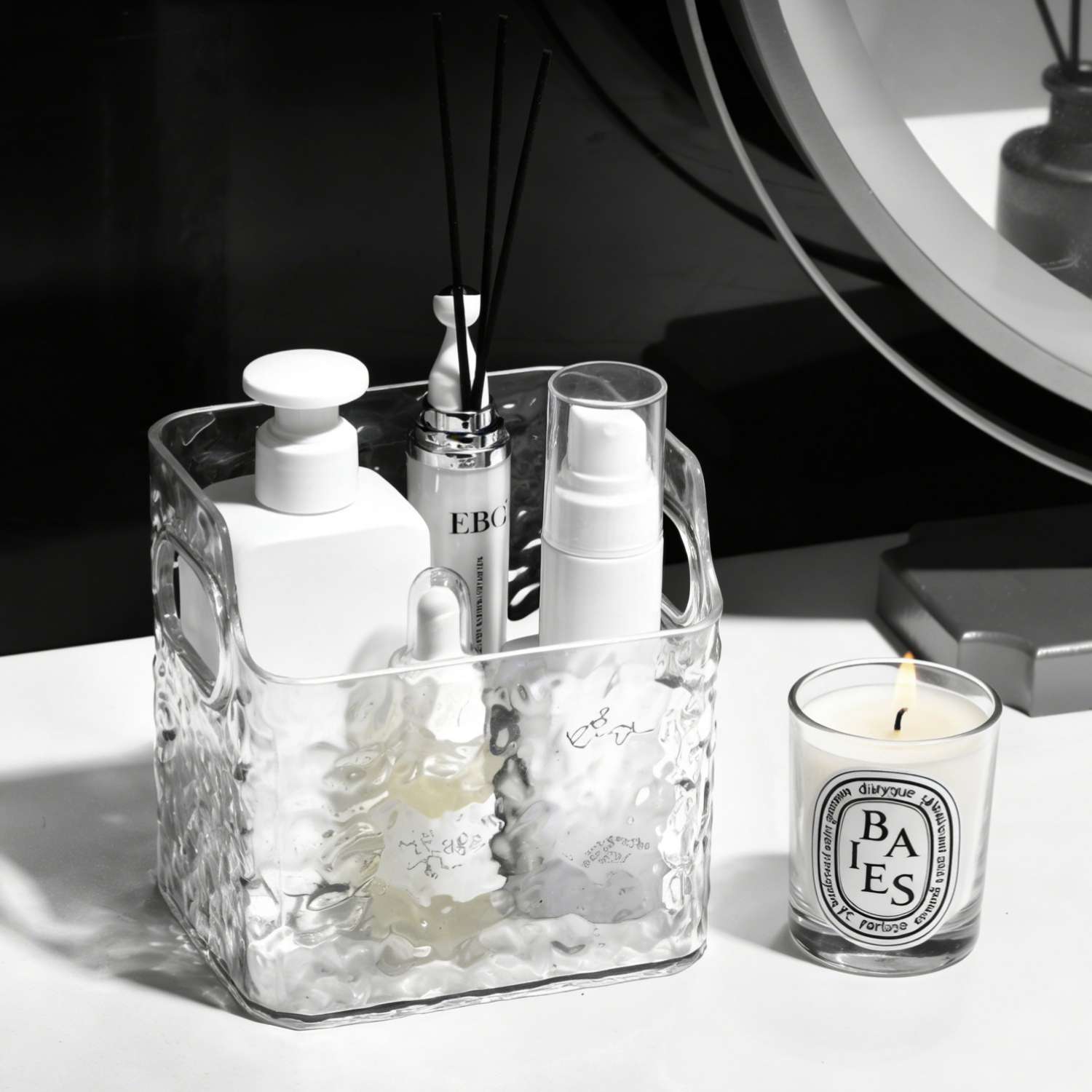 C01-303 Water Ripple Desktop Storage Box, Cosmetics Storage Box, Bathroom Storage Box, Dressing Table Storage box detail image 1