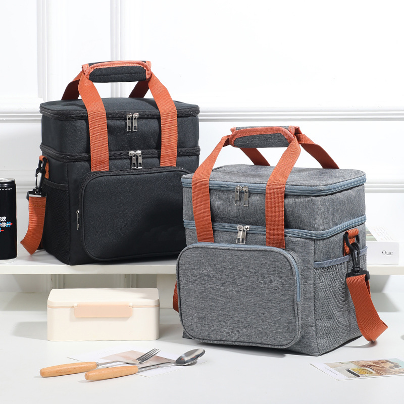 Double-layer thickened ice packs, hand-held lunch packs, bento insulated bags wholesale, outdoor picnic packs, lunch box bag manufacturers detail image 14