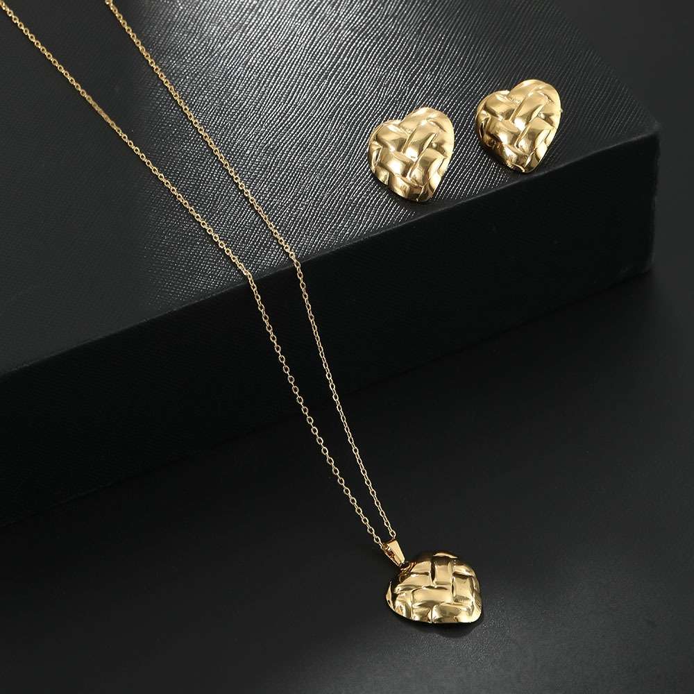 Oil pressure exaggerated set earrings and necklace set, foreign trade oil-dripping zircon fashionable women's earrings and necklace set bestseller recommendation detail image 5