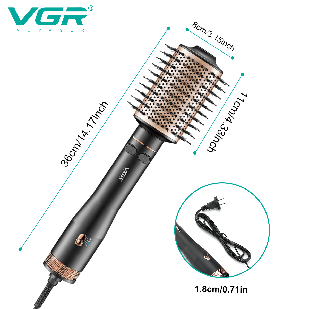 VGR494 Cross-border new products: Hair dryer comb, straightening comb, two-in-one hot air comb, travel household hair dryer comb, electric heating comb Application Scenario