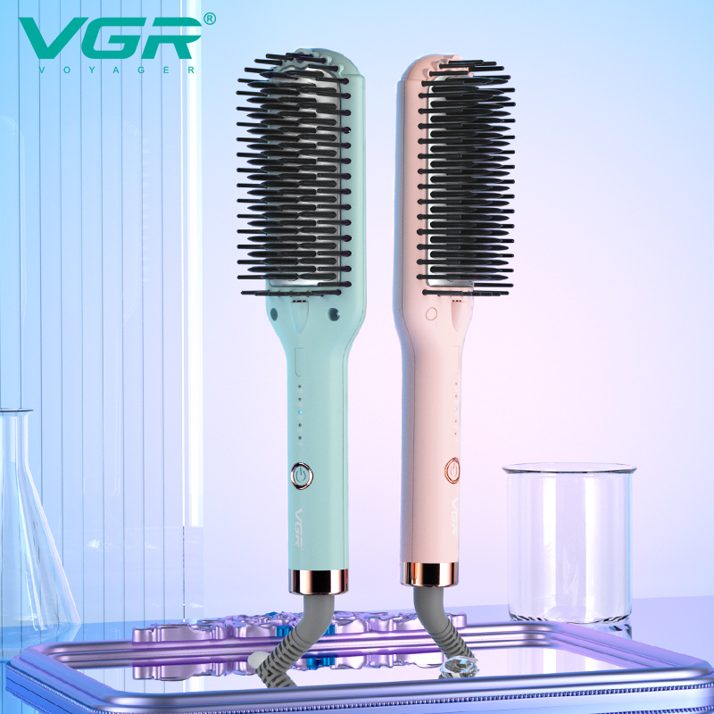 VGR592 Cross-border Foreign Trade five-speed temperature-controlled Straightening Comb Negative ion High-power ceramic-coated constant temperature Straightener details Picture