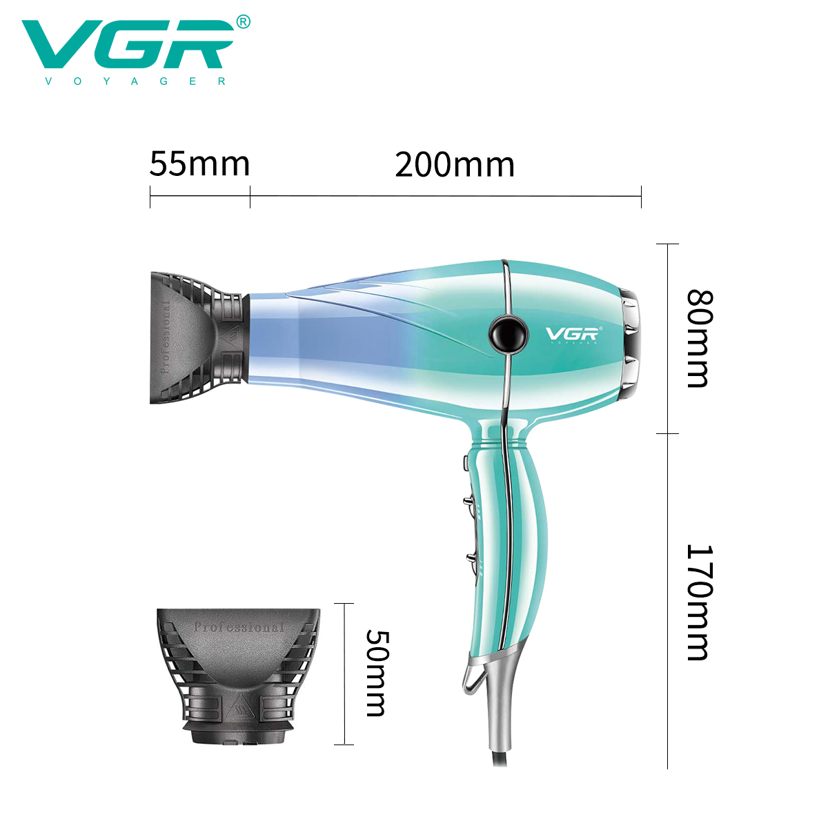 VGR452 Cross-border high-speed Hair dryer, hair salon hair dryer, negative ion household high-power export hair dryer batch details Picture
