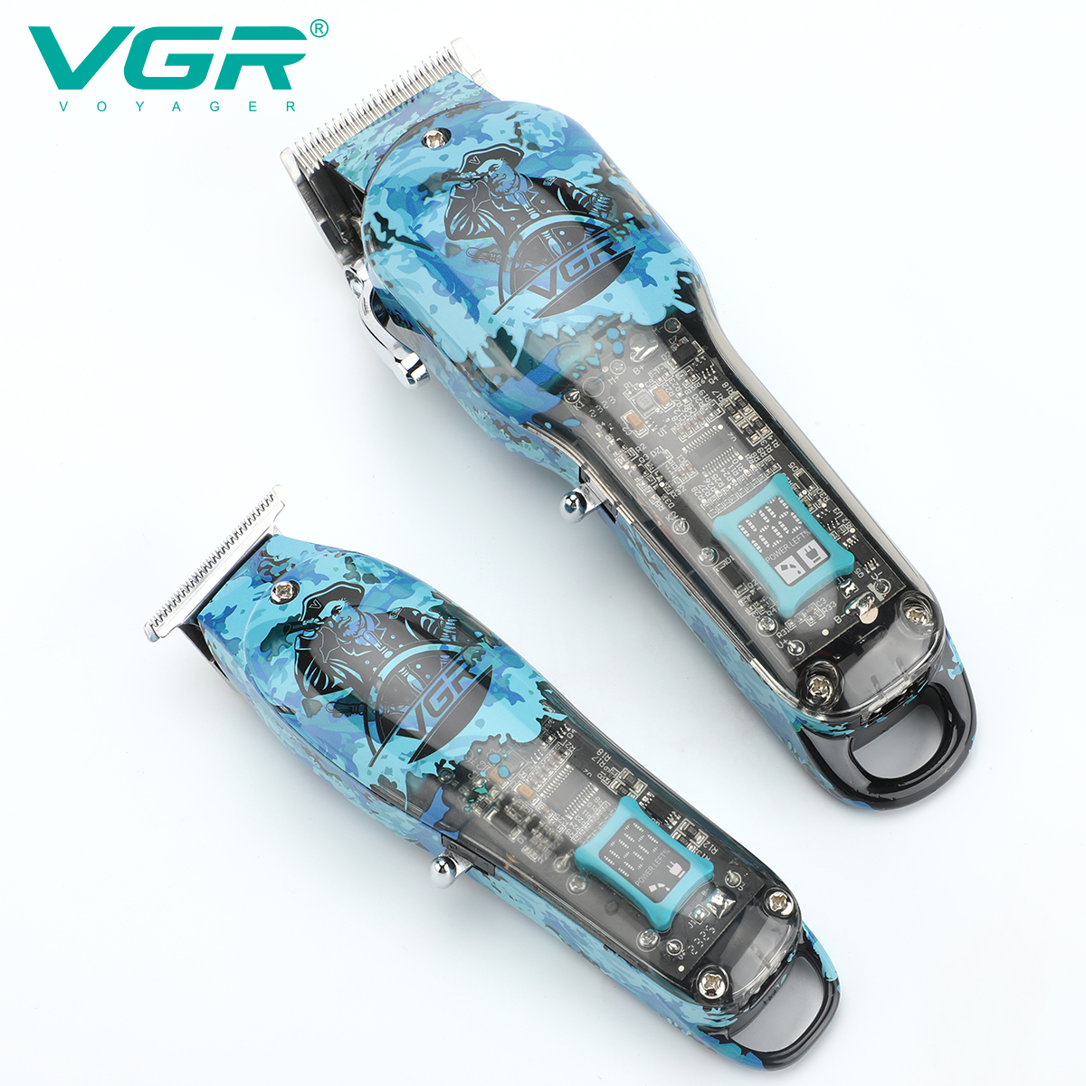 VGR645 transparent body hair clipper set, electric hair clipper for men with oil head engraving, electric clipper and shaver Item Picture