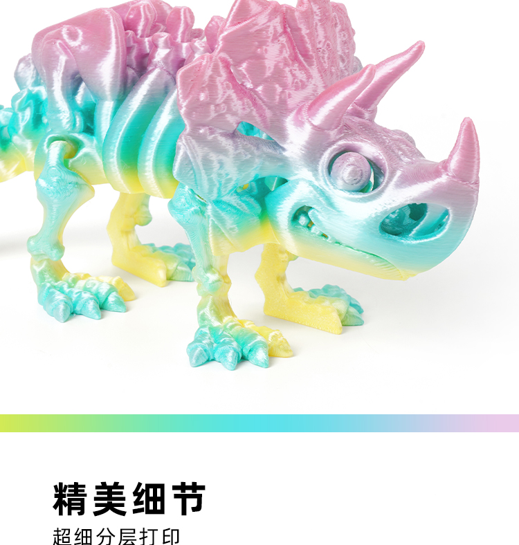 3D打印跨境热销三角龙恐龙骨架变形摆件玩具手办礼物工艺品潮玩详情4