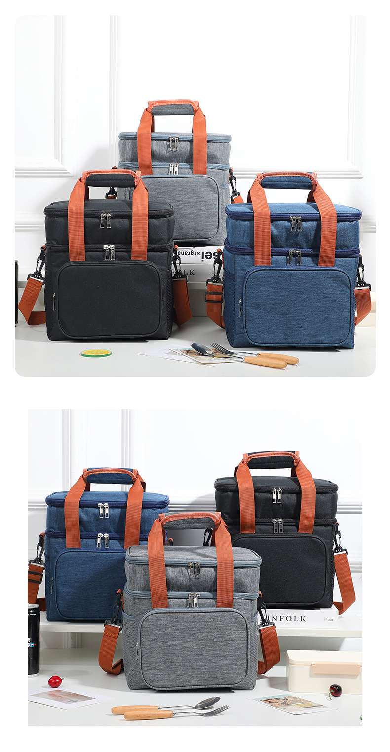 Double-layer thickened ice packs, hand-held lunch packs, bento insulated bags wholesale, outdoor picnic packs, lunch box bag manufacturers detail image 12