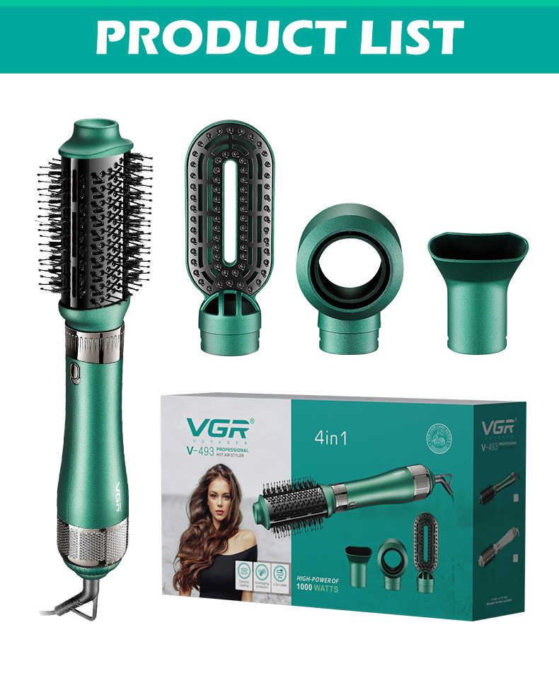 VGR493 Cross-border new four-in-one negative ion hair straightening comb, multi-functional dry and wet dual-purpose hot air comb, hair dryer pic 8