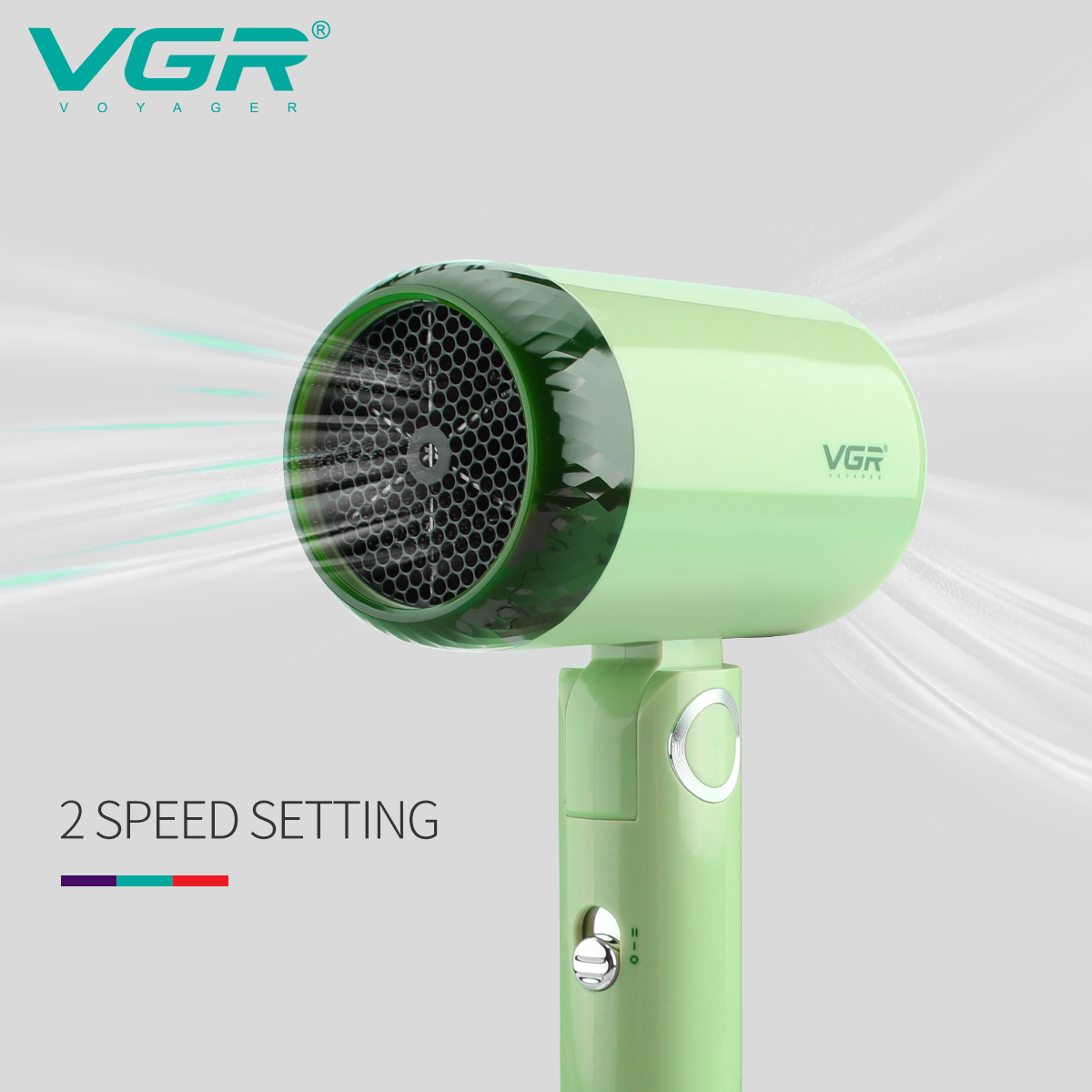 Wholesale VGR421 hair dryer, adjustable for household use, small dormitory, green hotel, mini foldable portable hair dryer Specification image