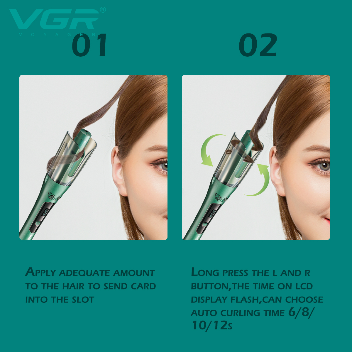 VGR583 Professional Hair Curler for straightening hair with internal buttons, fluffy cake curls, multi-functional household automatic hair curler Specification image