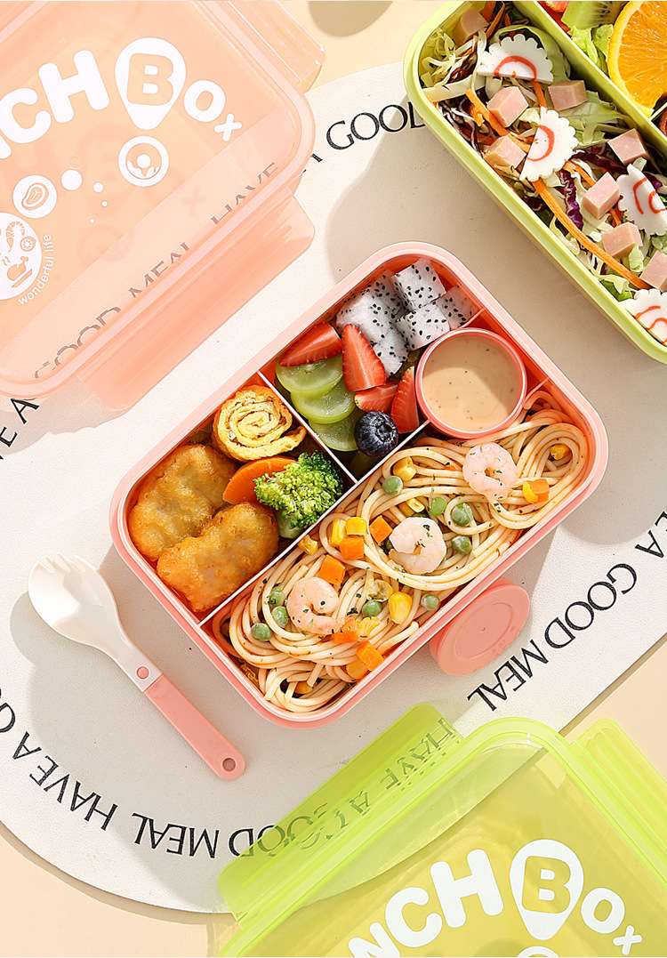 H226-547 compartments bento box: Students can bring their own rice in a microwave oven detail image 1