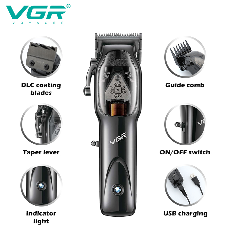 VGR653 Cross-border new electric hair clipper, professional hair razor, hair salon professional with base, rechargeable electric clipper Application Scenario